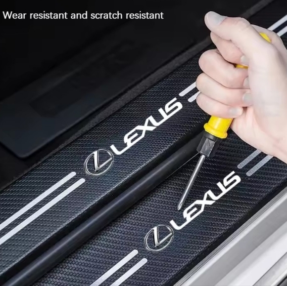 Lexus carbon fiber door sill scratch protector liner Decal 4 Piece Set - Picture 3 of 6